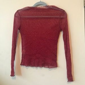 Red Sparkly Sheer Top